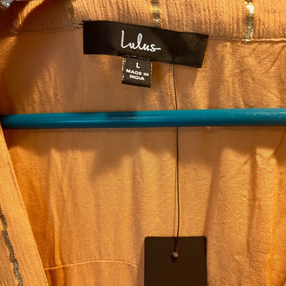 Lulus Goddess Vibes Rusty Rose Gold Stripe Dolman Sleeve Maxi, Size L, NWT - Picture 4 of 9